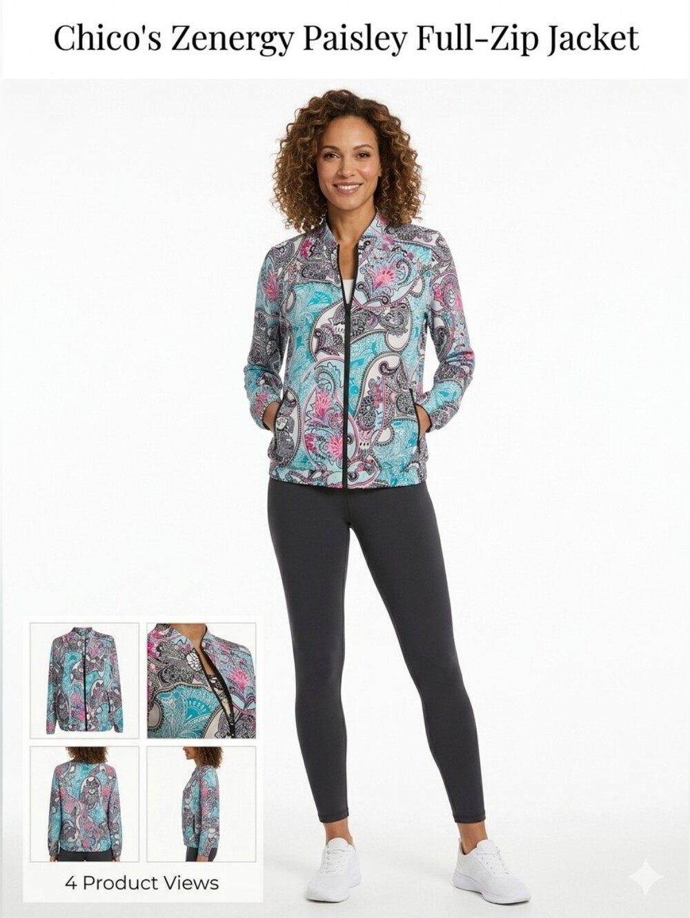 Chico's Zenergy Paisley Bomber Jacket